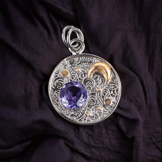 Handmade Iolite Pendant: 925 Sterling Silver Gemstone Jewelry