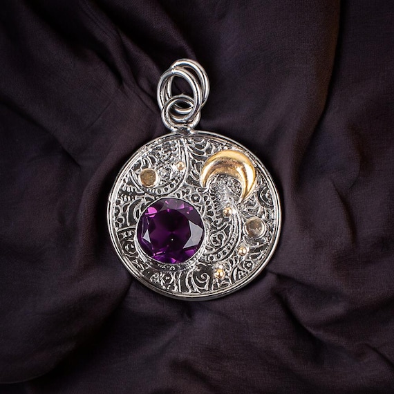 Handmade Amethyst Pendant: 925 Sterling Silver Gemstone Jewelry