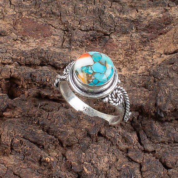 Handmade Spiny Oyster Ring: 925 Sterling Silver Gemstone Jewelry