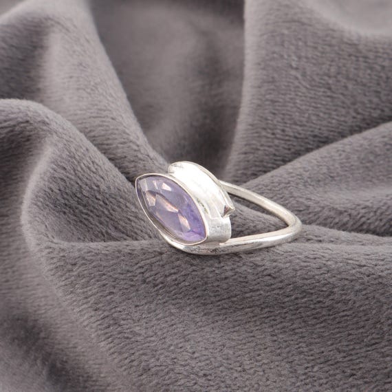 Handmade Iolite Ring: 925 Sterling Silver Purple Gemstone Jewelry