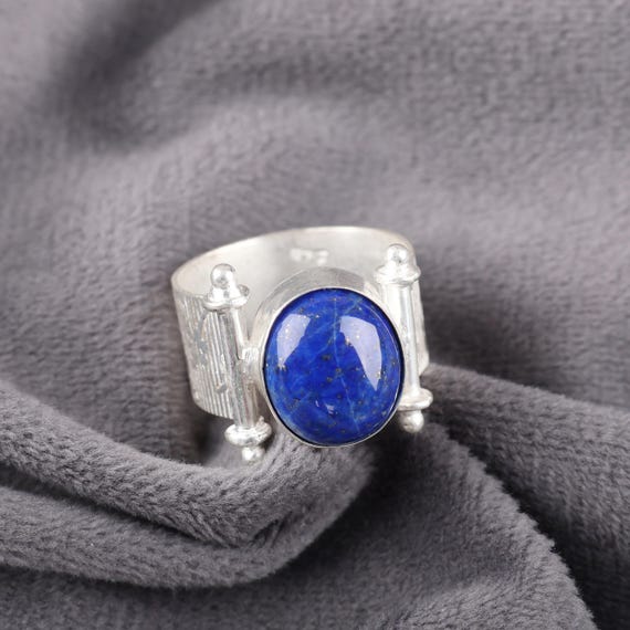 Handmade Lapis Lazuli Ring: 925 Sterling Silver Blue Gemstone Jewelry