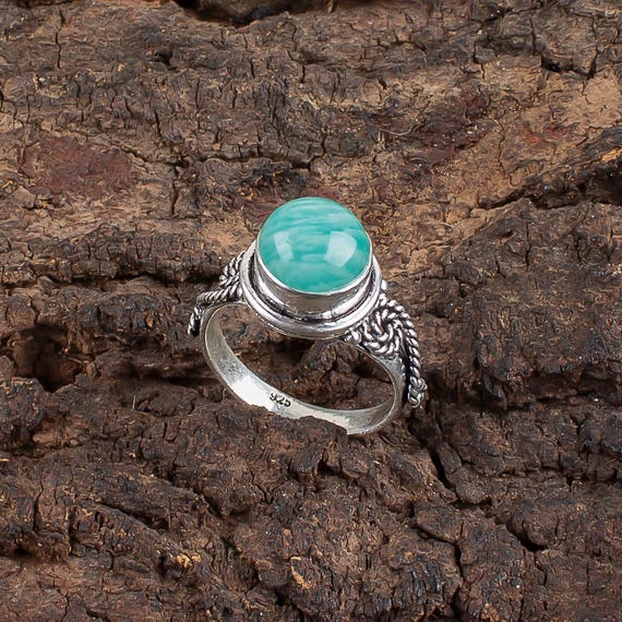 Handmade Amazonite Ring: 925 Sterling Silver Blue Gemstone Jewelry