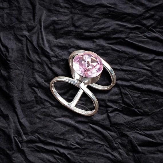 Handmade Pink Kunzite Ring: 925 Sterling Silver Pink Gemstone Jewelry