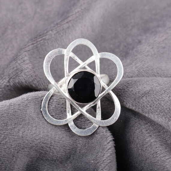Handmade Black Onyx Ring: 925 Sterling Silver Black Gemstone Jewelry