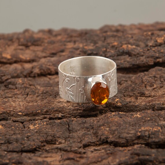 Handmade Citrine Ring: 925 Sterling Silver Yellow Gemstone Jewelry