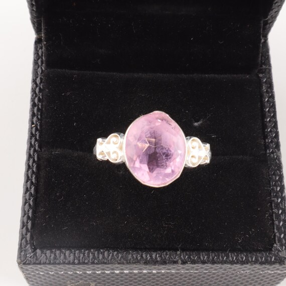 Handmade Morganite Ring: 925 Sterling Silver Pink Gemstone Jewelry