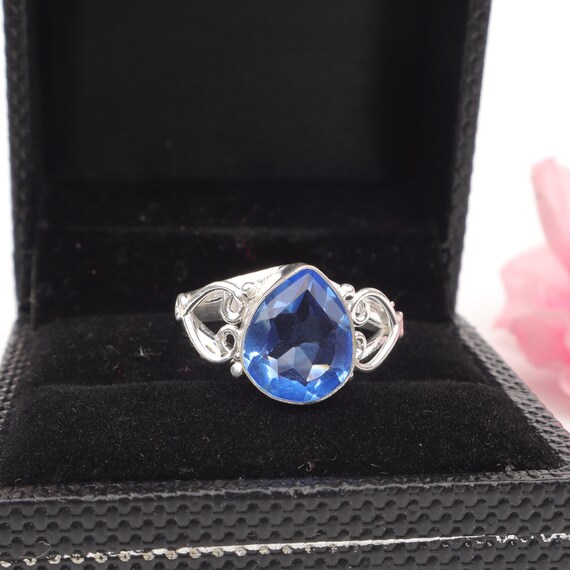 Handmade Tanzanite Ring: 925 Sterling Silver Blue Gemstone Jewelry