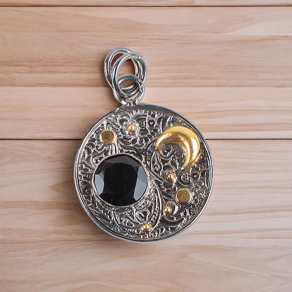 Handmade Black Onyx Pendant: 925 Sterling Silver Gemstone Jewelry