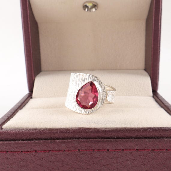 Handmade Pink Tourmaline Ring: 925 Sterling Silver Pink Gemstone Jewelry