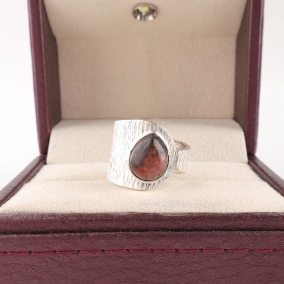 Handmade Rhodonite Ring: 925 Sterling Silver Multi Gemstone Jewelry