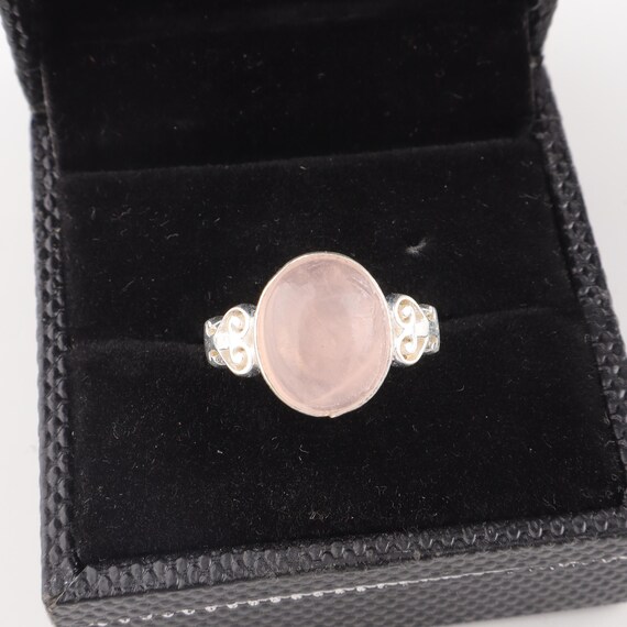 Handmade Rose Quartz Ring: 925 Sterling Silver Pink Gemstone Jewelry