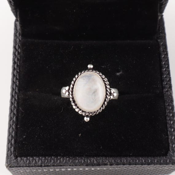 Handmade Rainbow moonstone Ring: 925 Sterling Silver Fire Gemstone Jewelry