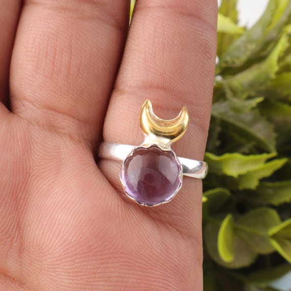 Handmade Ametrine Ring: 925 Sterling Silver Purple Gemstone Jewelry