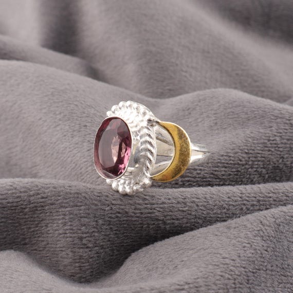 Handmade Rhodolite Ring: 925 Sterling Silver Pink Gemstone Jewelry