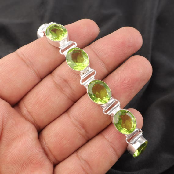 Handmade Peridot Bracelet: Sterling Silver Multi Gemstone Jewelry