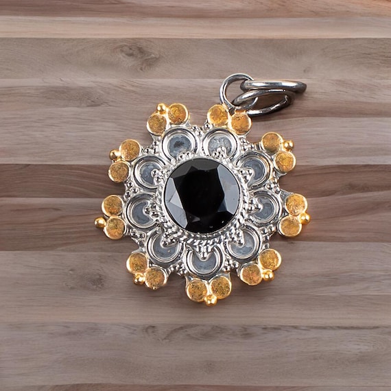 Handmade Black Onyx Pendant: 925 Sterling Silver Gemstone Jewelry