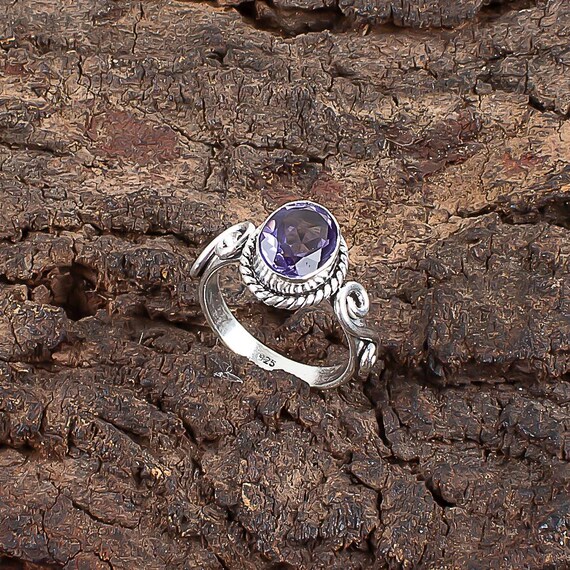 Handmade Iolite Ring: 925 Sterling Silver Purple Gemstone Jewelry