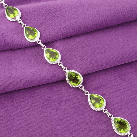 Handmade Peridot Bracelet: Sterling Silver Multi Gemstone Jewelry