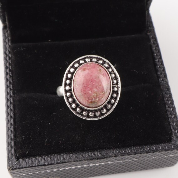 Handmade Rhodonite Ring: 925 Sterling Silver Multi Gemstone Jewelry