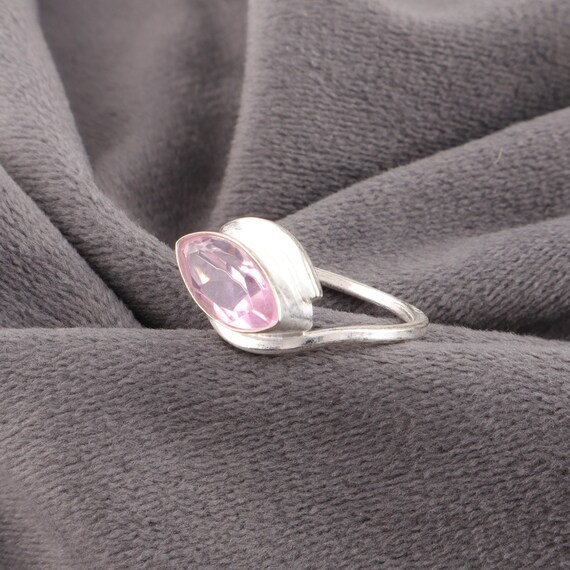 Handmade Morganite Ring: 925 Sterling Silver Pink Gemstone Jewelry