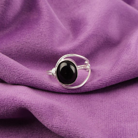 Handmade Black Tourmaline Ring: 925 Sterling Silver Black Gemstone Jewelry