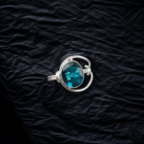 Handmade Apatite Ring: 925 Sterling Silver Blue Gemstone Jewelry