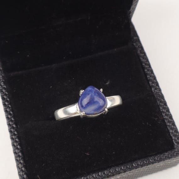 Handmade Sodalite Ring: 925 Sterling Silver Fire Gemstone Jewelry