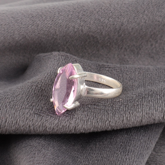 Handmade Morganite Ring: 925 Sterling Silver Pink Gemstone Jewelry