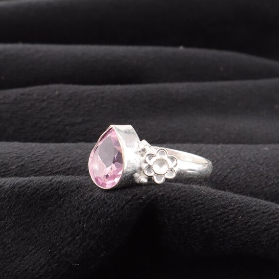 Handmade Morganite Ring: 925 Sterling Silver Pink Gemstone Jewelry