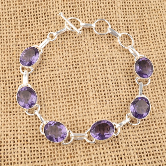 Handmade Iolite Bracelet: Sterling Silver Multi Gemstone Jewelry