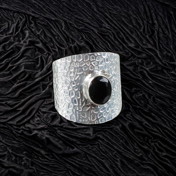 Handmade Black Onyx Ring: 925 Sterling Silver Black Gemstone Jewelry