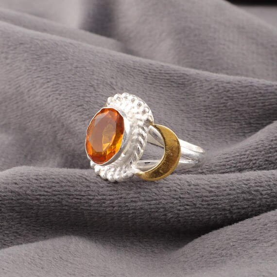 Handmade Citrine Ring: 925 Sterling Silver Yellow Gemstone Jewelry