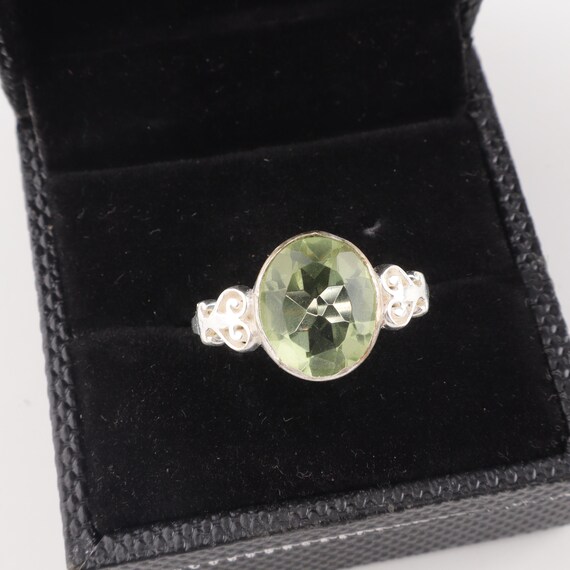 Handmade Green Amethyst Ring: 925 Sterling Silver Green Gemstone Jewelry