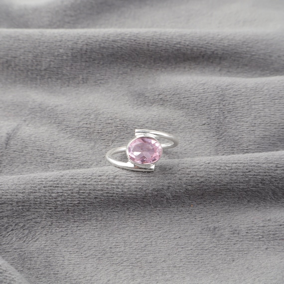 Handmade Morganite Ring: 925 Sterling Silver Pink Gemstone Jewelry