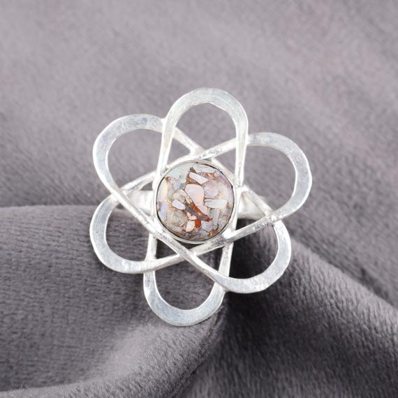 Handmade Ethiopian Copper Turquoise Ring: 925 Sterling Silver Brown Gemstone Jewelry