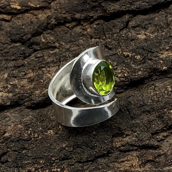 Handmade Peridot Ring: 925 Sterling Silver Green Gemstone Jewelry