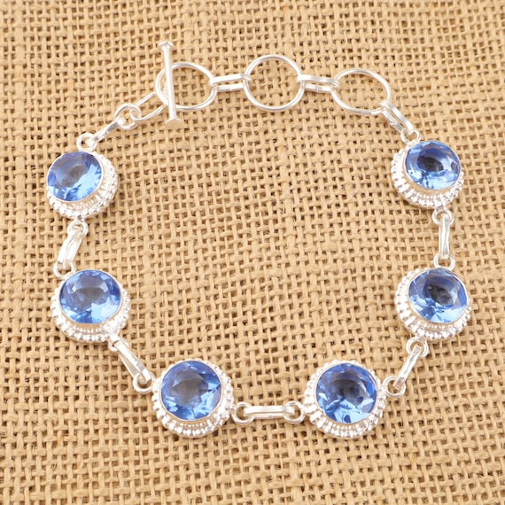 Handmade Tanzanite Bracelet: Sterling Silver Multi Gemstone Jewelry