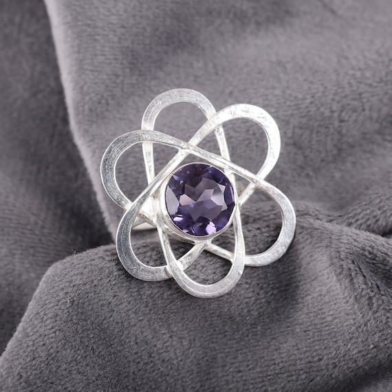 Handmade Iolite Ring: 925 Sterling Silver Purple Gemstone Jewelry