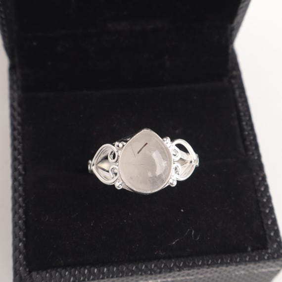 Handmade Black Rutile Ring: 925 Sterling Silver Black Gemstone Jewelry