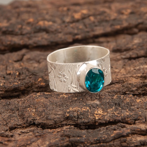 Handmade Apatite Ring: 925 Sterling Silver Blue Gemstone Jewelry