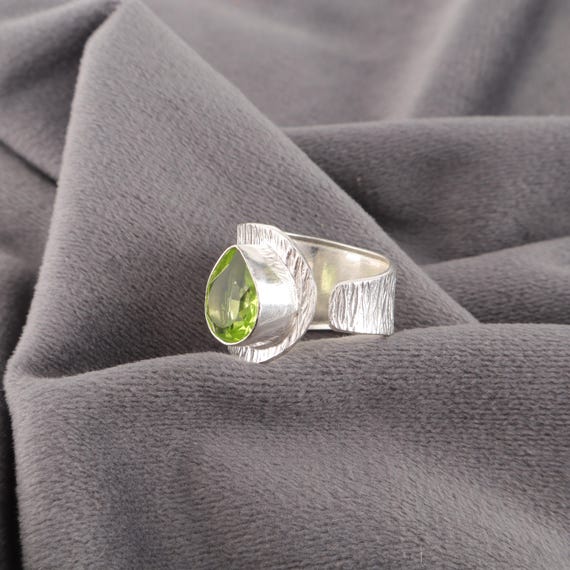 Handmade Peridot Ring: 925 Sterling Silver Green Gemstone Jewelry