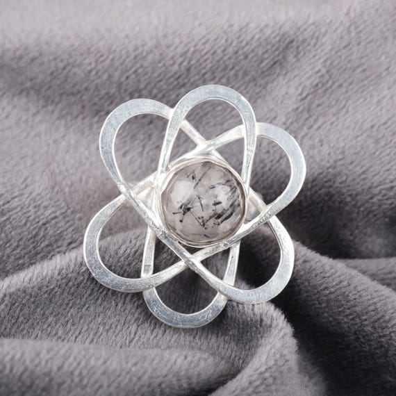 Handmade Black Rutile Ring: 925 Sterling Silver Black Gemstone Jewelry