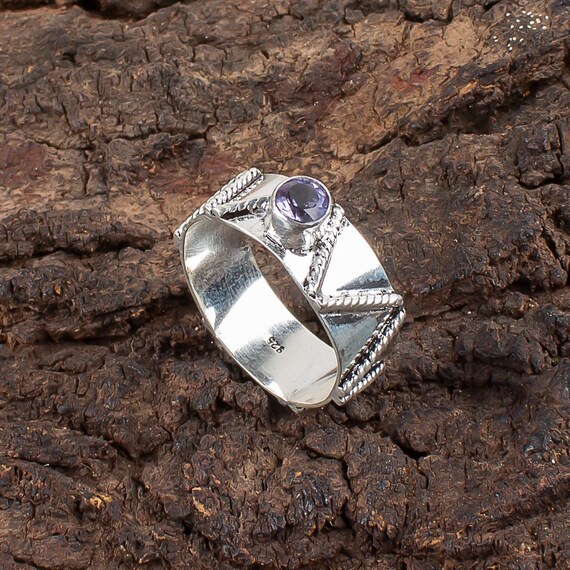 Handmade Iolite Ring: 925 Sterling Silver Purple Gemstone Jewelry