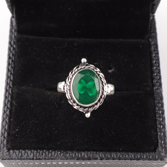 Handmade Green Onyx Ring: 925 Sterling Silver Green Gemstone Jewelry