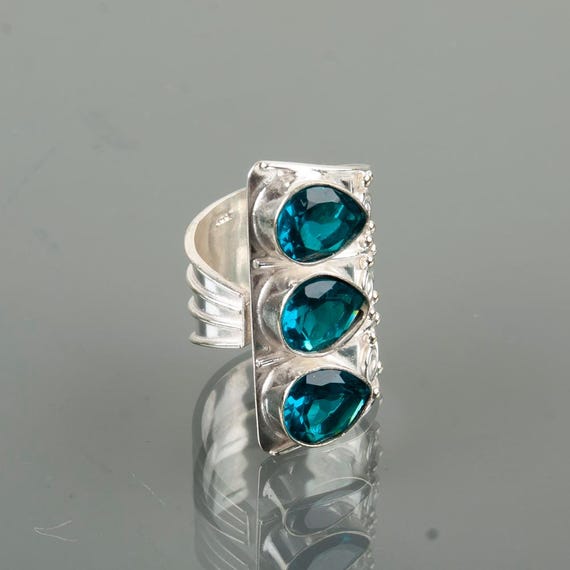 Handmade Apatite Ring: 925 Sterling Silver Blue Gemstone Jewelry