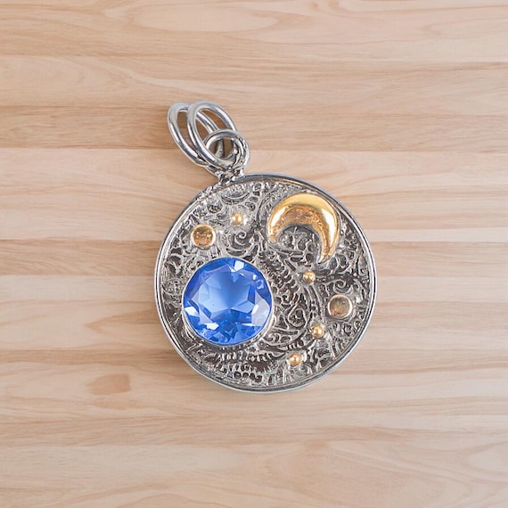 Handmade Swiss Blue Topaz Pendant: 925 Sterling Silver Gemstone Jewelry