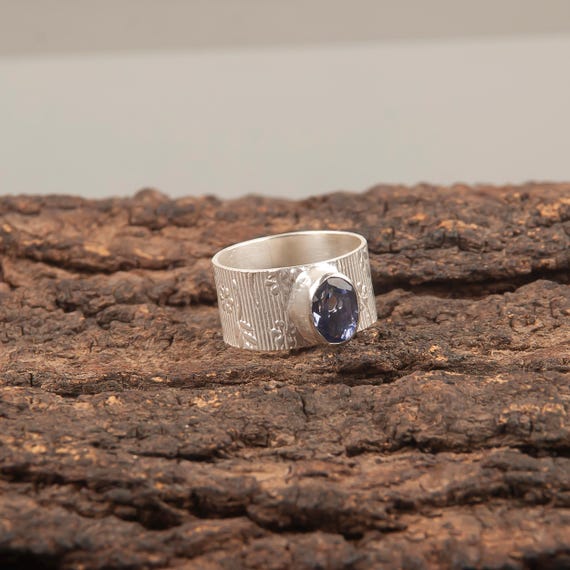 Handmade Iolite Ring: 925 Sterling Silver Purple Gemstone Jewelry