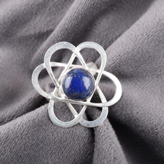 Handmade Lapis Lazuli Ring: 925 Sterling Silver Blue Gemstone Jewelry