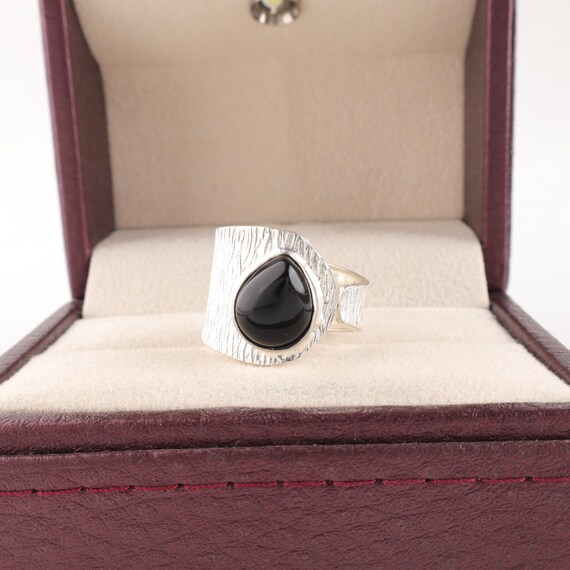 Handmade Black Tourmaline Ring: 925 Sterling Silver Black Gemstone Jewelry