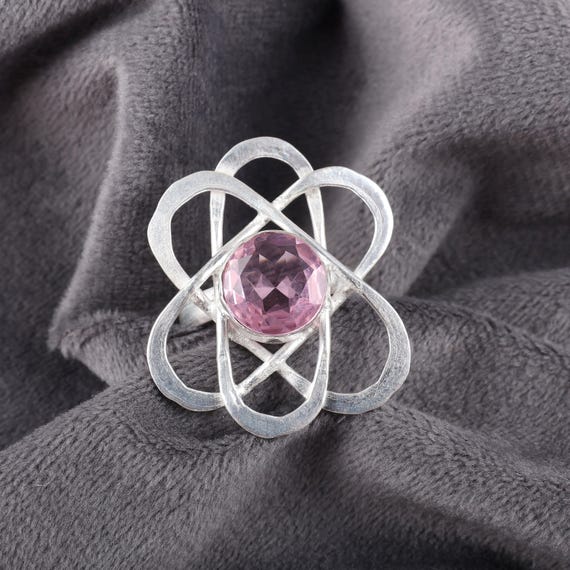 Handmade Morganite Ring: 925 Sterling Silver Pink Gemstone Jewelry